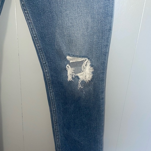 Re/Done 90s High Rise Ankle Crop Distressed Knees Blue Jeans Size 28 - Picture 5 of 8
